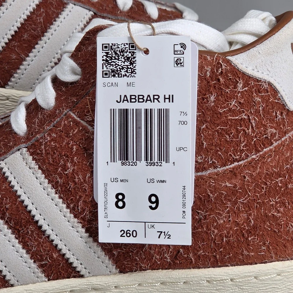 Adidas Jabbar Hi‎ Mens 8 Burnt Orange Hairy Suede High Top Sneakers Retro Sporty